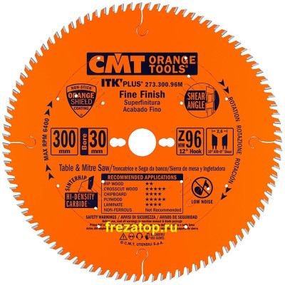 273.300.96M CMT Диск пильный 300x30x2,6/1,8 Z=96 12° косой зуб 8°/10°