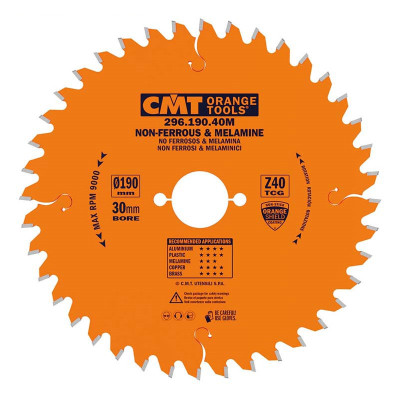 296.190.40M CMT Диск пильный 190x30x2,8/2,2 -6° прямой-трапеция зуб Z=40