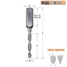 314.030.22 CMT Сверло твердосплавное для присадочного станка 3x27x70 Z=2 хвостовик S=10x30 левое вра