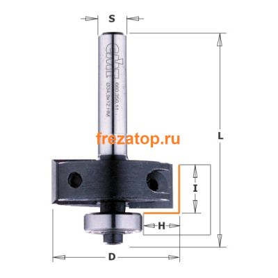 S660.04178 CMT Фреза четвертная с нижним подшипником, смен.ножи с твердосплавной напайкой Z2 хвостовик S=8 D раб.=34,9x12x53 правое вращение