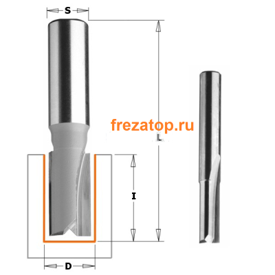 Фреза концевая пазовая прямая S12 D19 I38 L82,5 CMT PRO 912.1938