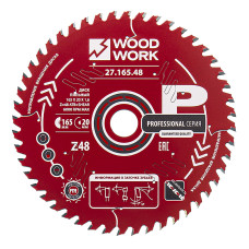 Диск пильный 165x20x1,6/1,1 A=15° ATB + 8° SHEAR Z=48 Woodwork 27.165.48