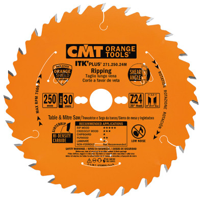 271.250.24M CMT Диск пильный 250x30x2,4/1,6 Z=24 +20° косой зуб 8°/10°