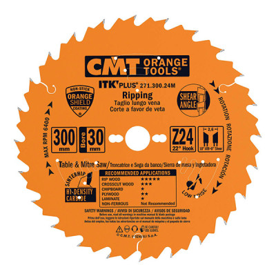 271.300.24M CMT Пильный диск 300x30x2.6/1.8 Z=24 +20° косой зуб 8°/10°