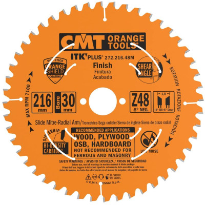 272.216.48M CMT Пильный диск универсальный 216x30x1,8/1,2 -5° 10° ATB + 8° SHEAR Z=48