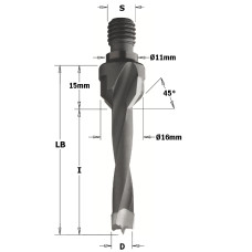 325.050.11 CMT Сверло с твердосплавной напайкой для присадочного станка 5x20x Z=2+2 хвостовик S=M10/