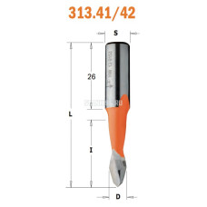 313.050.41 CMT Сверло с твердосплавной напайкой для присадочного станка 5x27x57,5 Z=2 хвостовик S=10