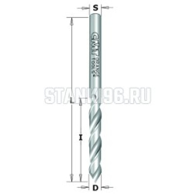 363.025.42 CMT Сверло цельно-твердосплавное для присадочного станка 2,5x27x55 Z=2 хвостовик S=2,5 левое вращение