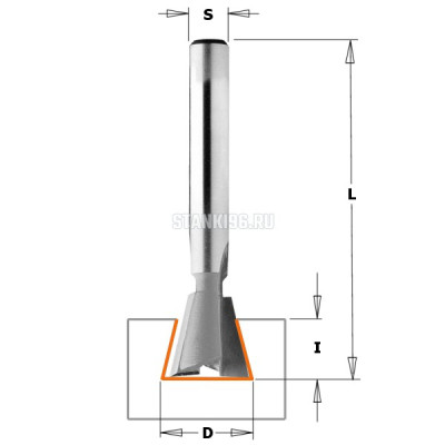 Фреза концевая ласточкин хвост 19гр. S=8 D=16,7x12,5x49 HOFFMANN (W4) CMT PRO 918.1613